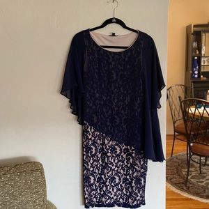 MSK Navy Lace Cape Dress